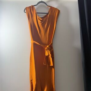 Eva Mendes for New York & Company Vibrant Orange Midi Dress